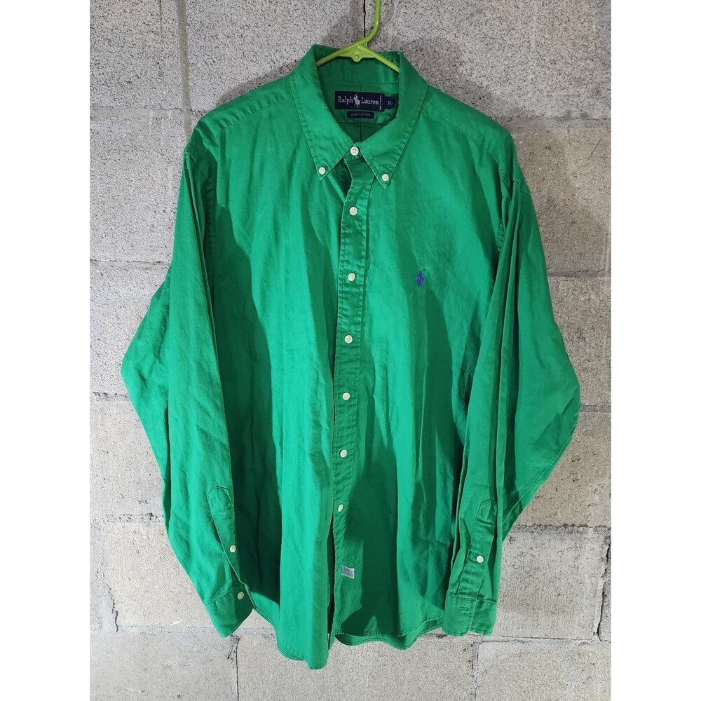 Polo Ralph Lauren Long Sleeve Button-Down Men's Oxford Shirt Green Size XL